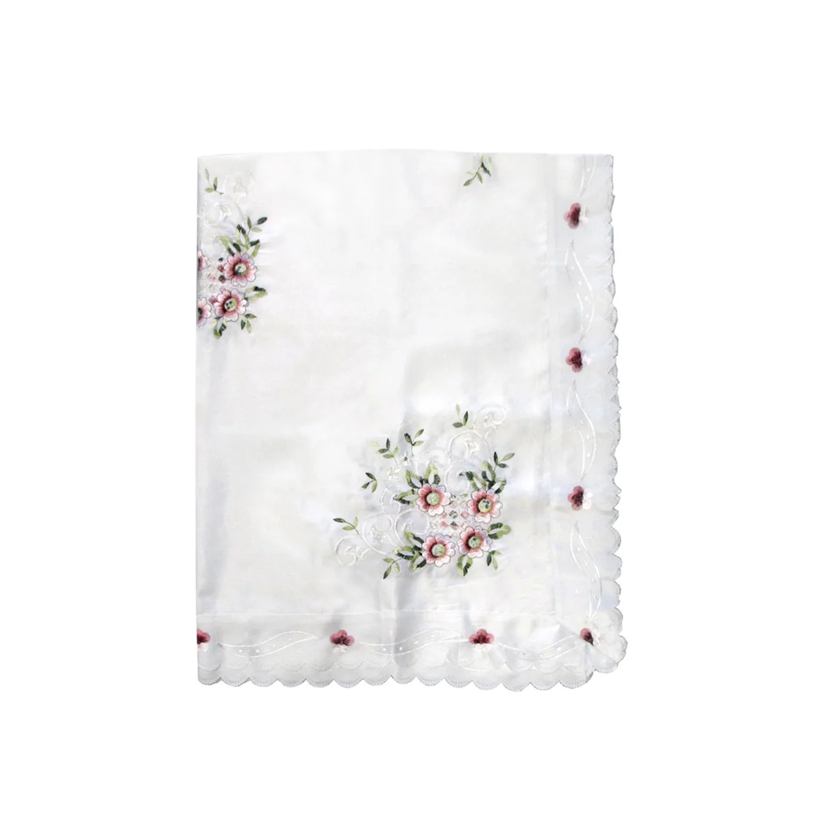 Anya Flowers White Embroidered Cutout Rectangular Tablecloth 152 x 228 cm