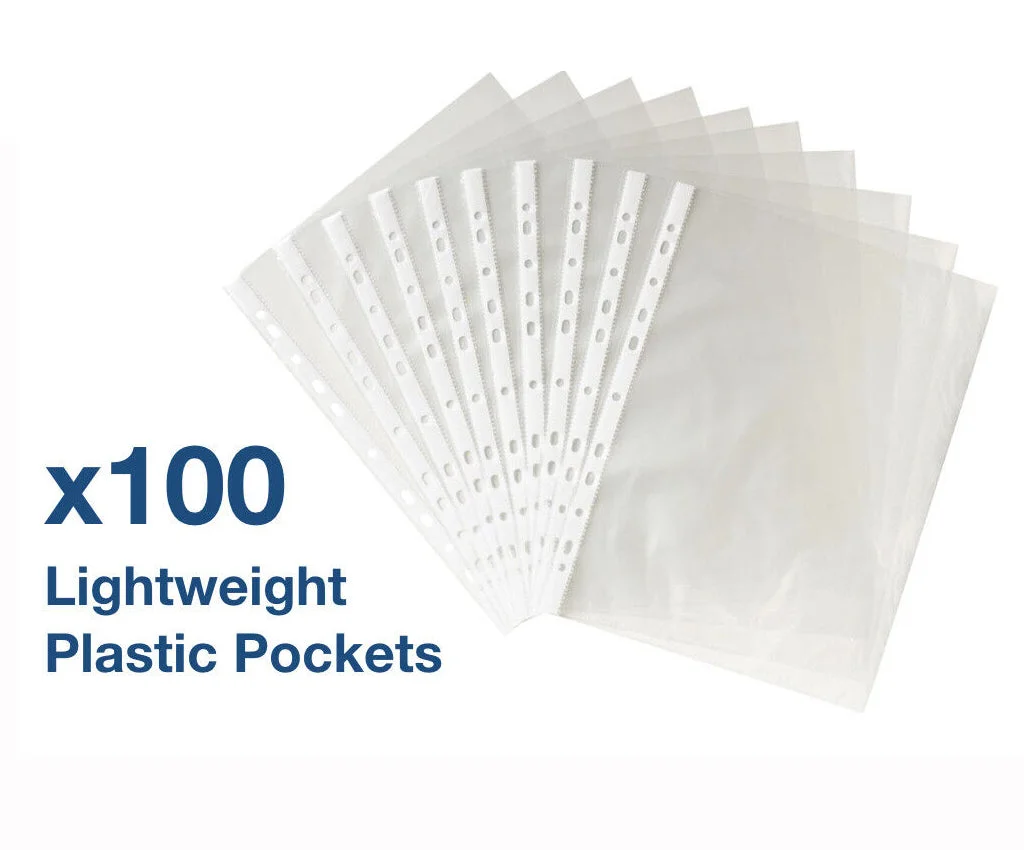 100Pack A4 Sheet Protector Plastic Pockets Bulk Lot Clear Reinforced Folders
