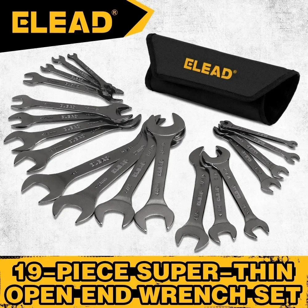 ELEAD 19Pcs 3mm Super Thin Wrench Set SAE Metric Chrome Vanadium Steel Tools