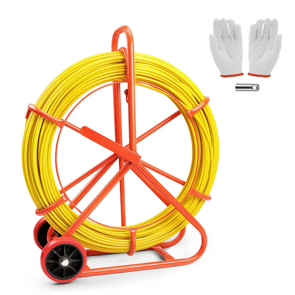 150M×8MM Fish Tape Puller Fiberglass Wire Cable Running Duct Rodder Heavy Duty