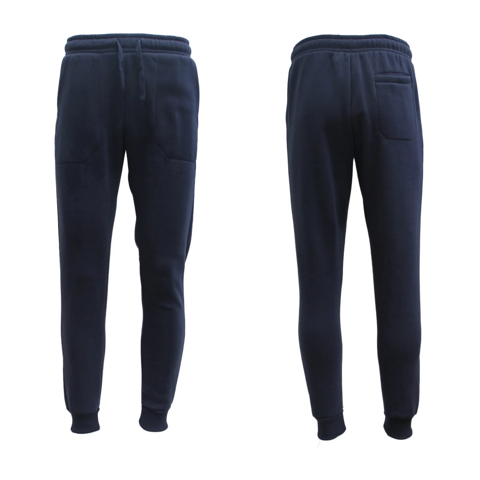 Mens Unisex Fleece Lined Sweat Track Pants Suit Casual Trackies Slim Cuff XS-6XL, Navy, M
