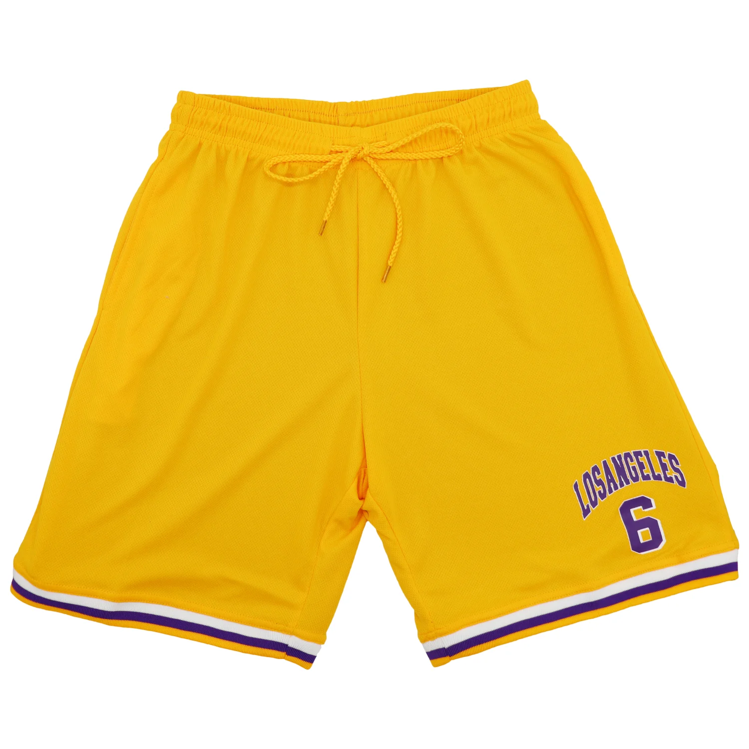 Men's Basketball Sports Shorts Gym Jogging Swim Board Boxing Sweat Casual Pants, Yellow - Los Angeles 6, L