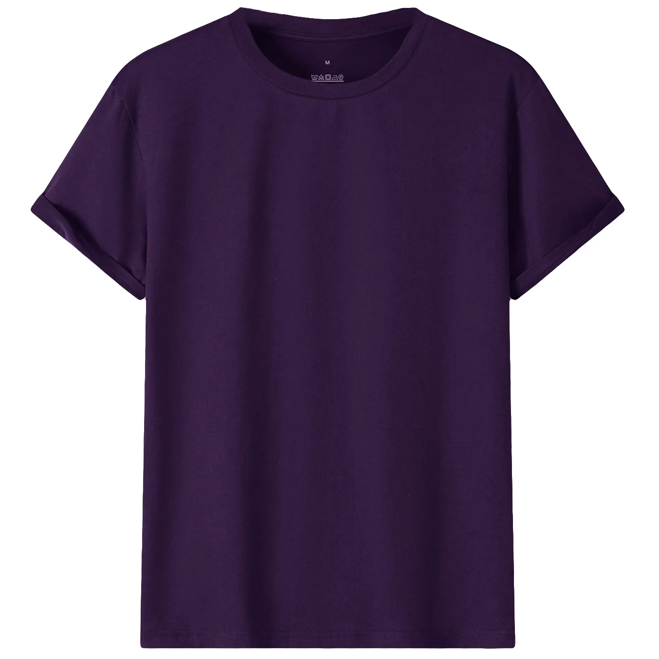 Adult 100% Cotton T-Shirt Unisex Men's Basic Plain Blank Crew Tee Tops Shirts, Purple, XL