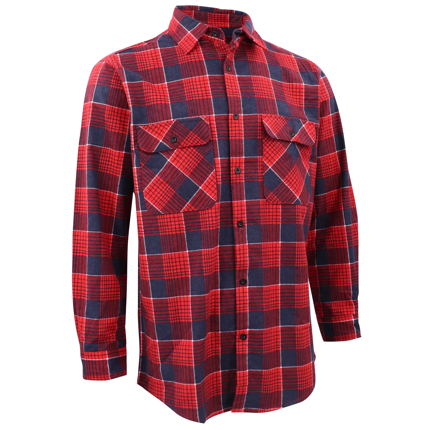 Men's 100% Cotton Flannelette Shirt Long Sleeve Plaid Check Flannel w Pockets, Crimson Tide Plaid, S