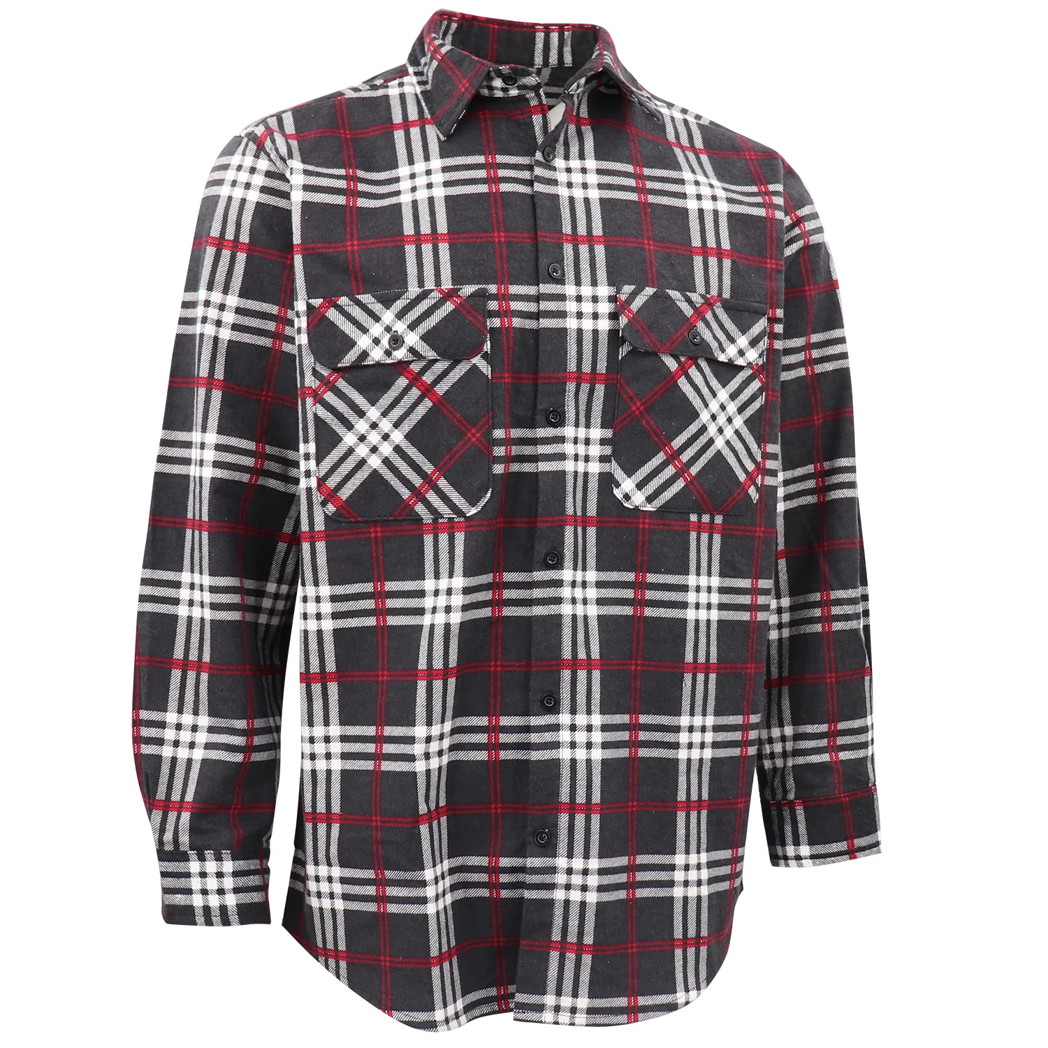Men's 100% Cotton Flannelette Shirt Long Sleeve Plaid Check Flannel w Pockets, Shadow Glen Plaid, L