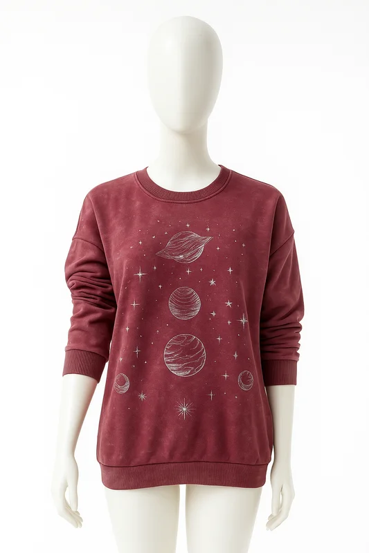 Mineral Wash Graphic Sweatshirt Burgundy L