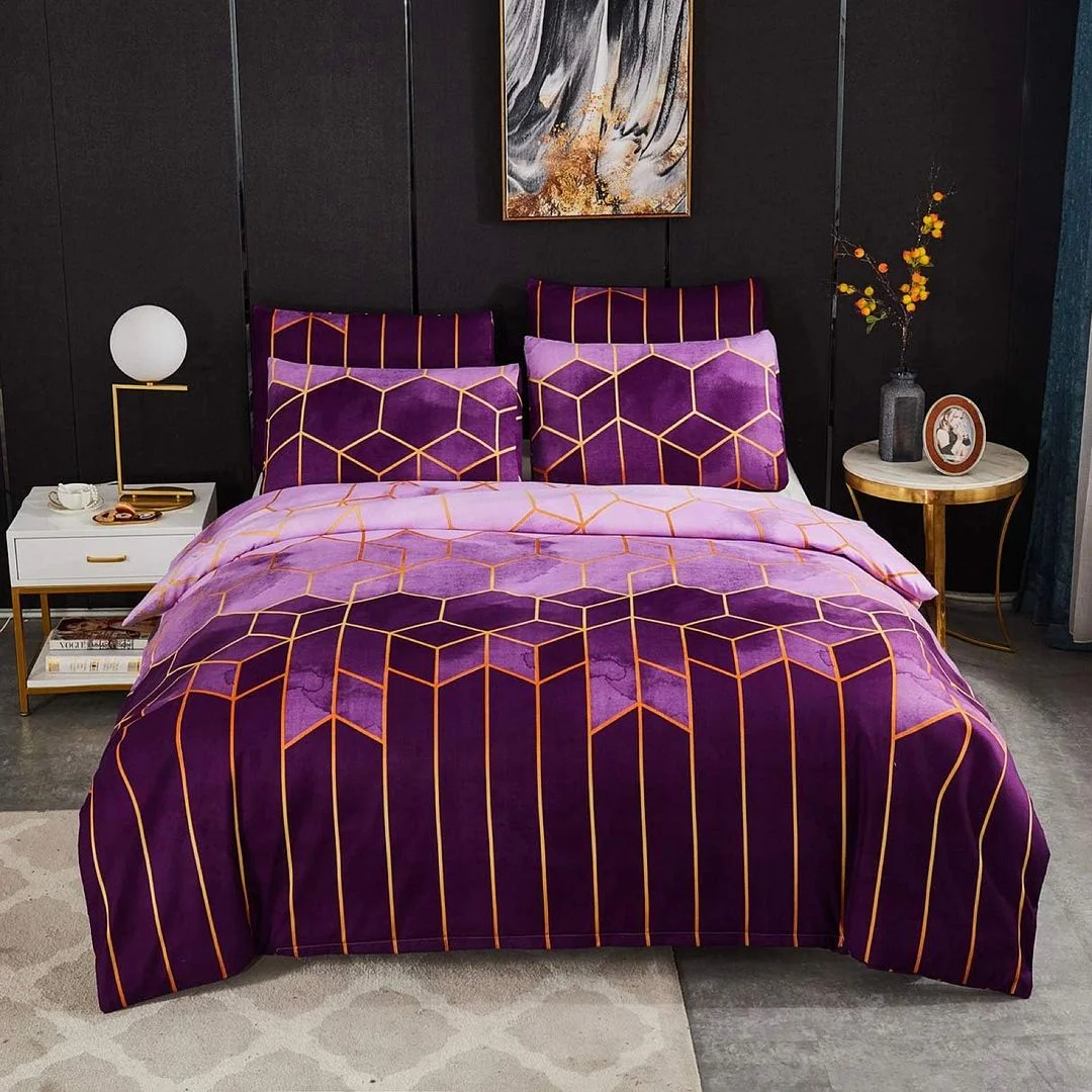 Erena Purple Quilt/Doona/Duvet Cover Set - King Size