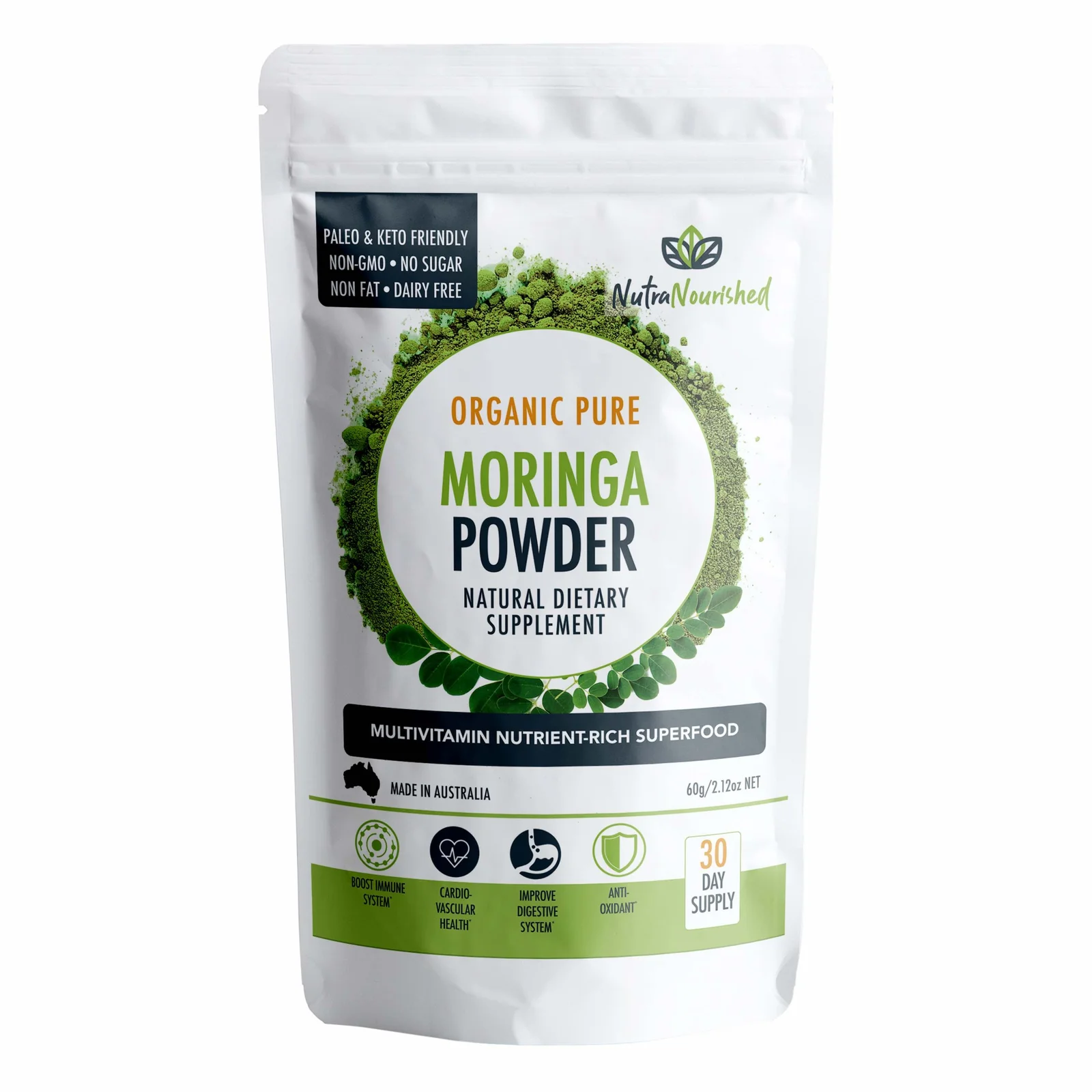 Organic Pure Moringa Leaf Powder 60g
