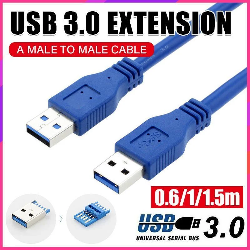 Fast USB 3.0 Super Speed Data Connection Cable Type A Male to A Male M-M Cord - 0.6 Meter