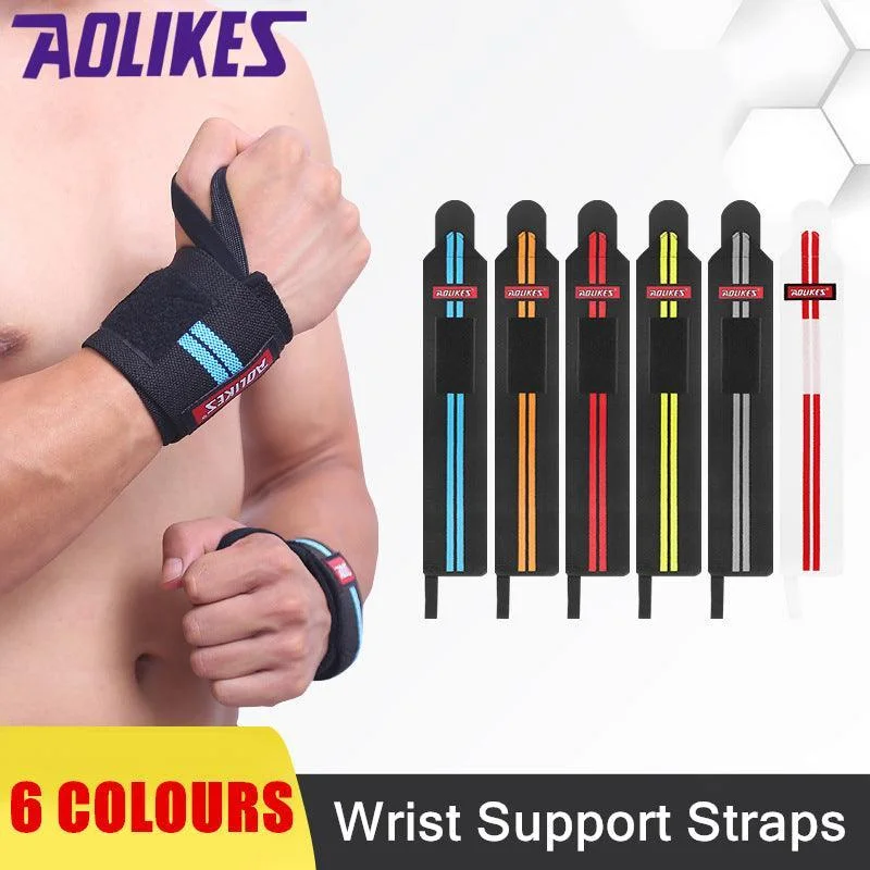 Aolikes Weight Lifting Gym Muscle Training Wrist Support Straps Wraps Hand - Black+Red