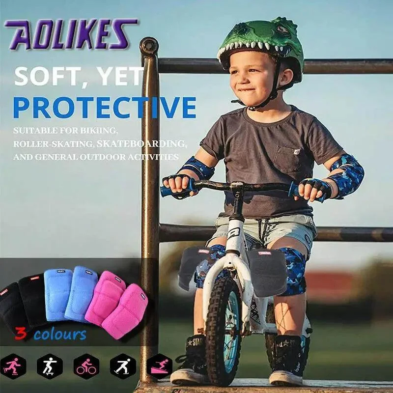 Aolikes Kid Knee Pad Crash Proof Antislip Basketball Skating Protector M Size - Black