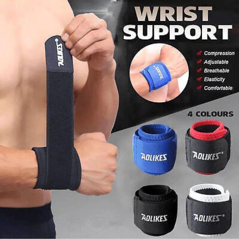 Aolikes Adjustable Sports Gym Wrist Support Brace Wrap Band Wristband Strap Au - Blue