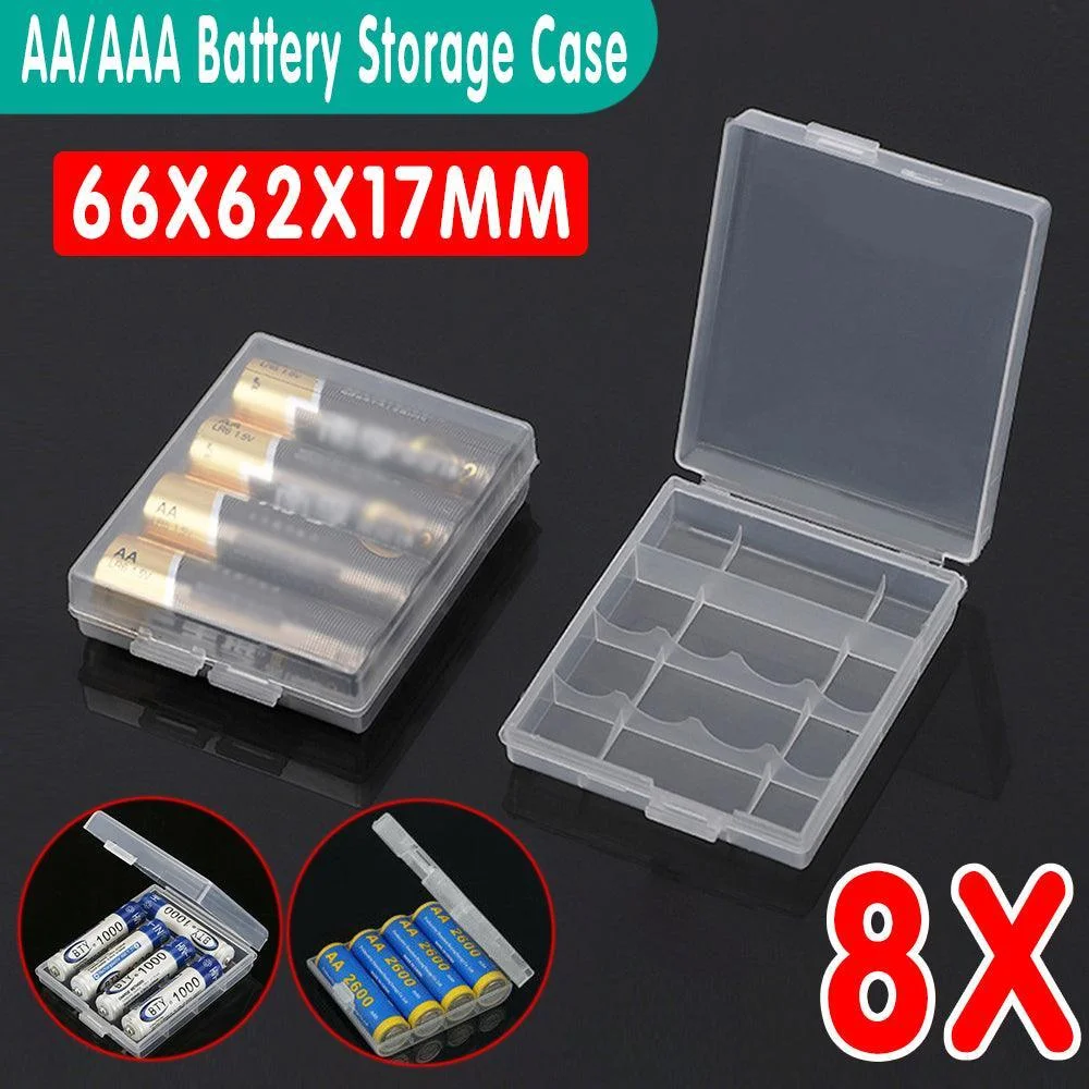 8X Clear Plastic Aa Aaa Battery Box Storage Case Cover Batteries Holder