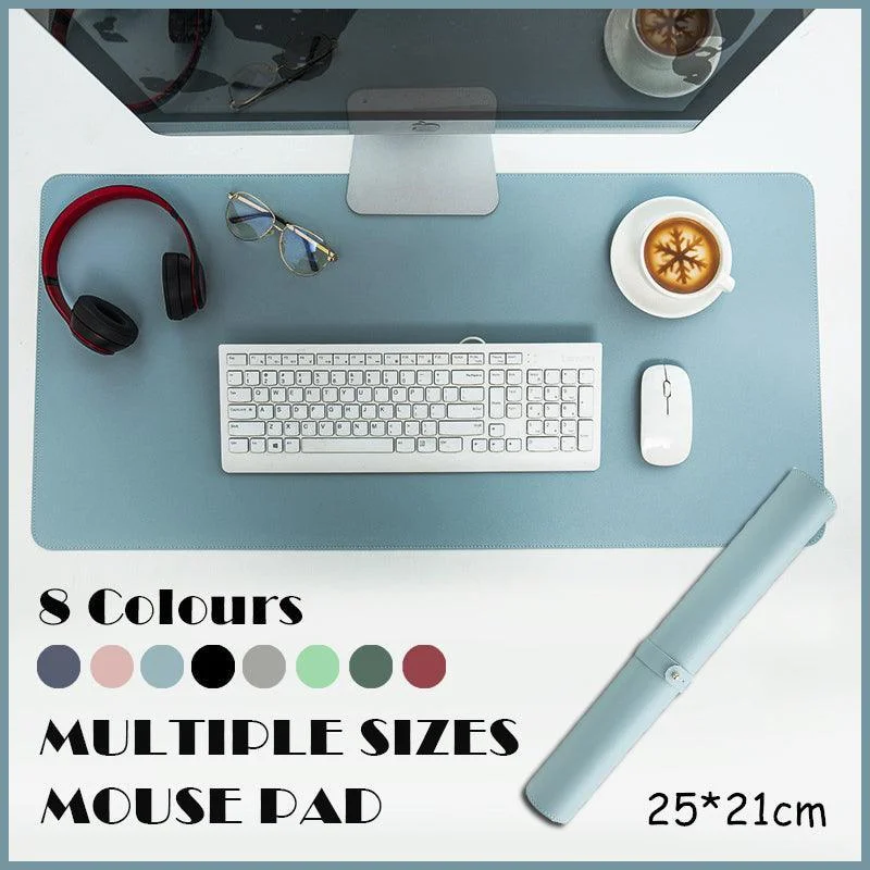 Leather Mouse Pad Gaming Waterproof Desk Mat 25 x 21cm Anti Slip - Black