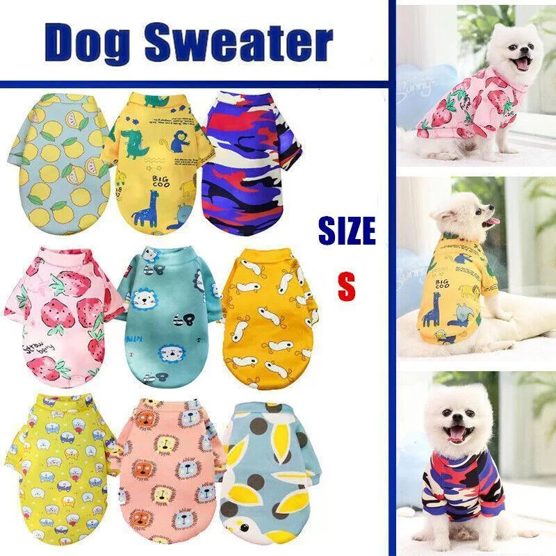 S Size Cute Pet Dog Warm Jumper Sweater Clothes Cat Knitwear Knitted Coats Winter - Pink Strawberry