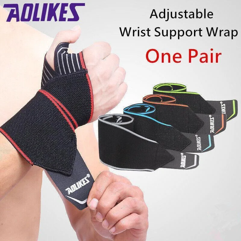 Aolikes 1 Pair Adjustable Wrist Support Wrap Strap Compression Hand Brace Au - Grey (1 Pair)