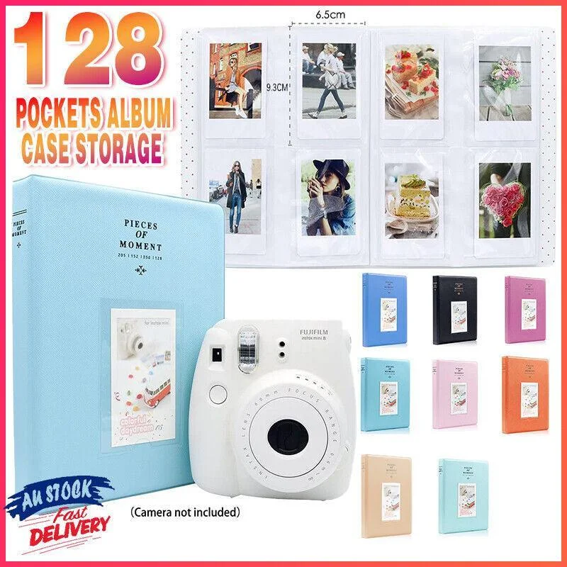 128 Pockets Album Case Storage For Polaroid Photo FujiFilm Camera Film - Pink