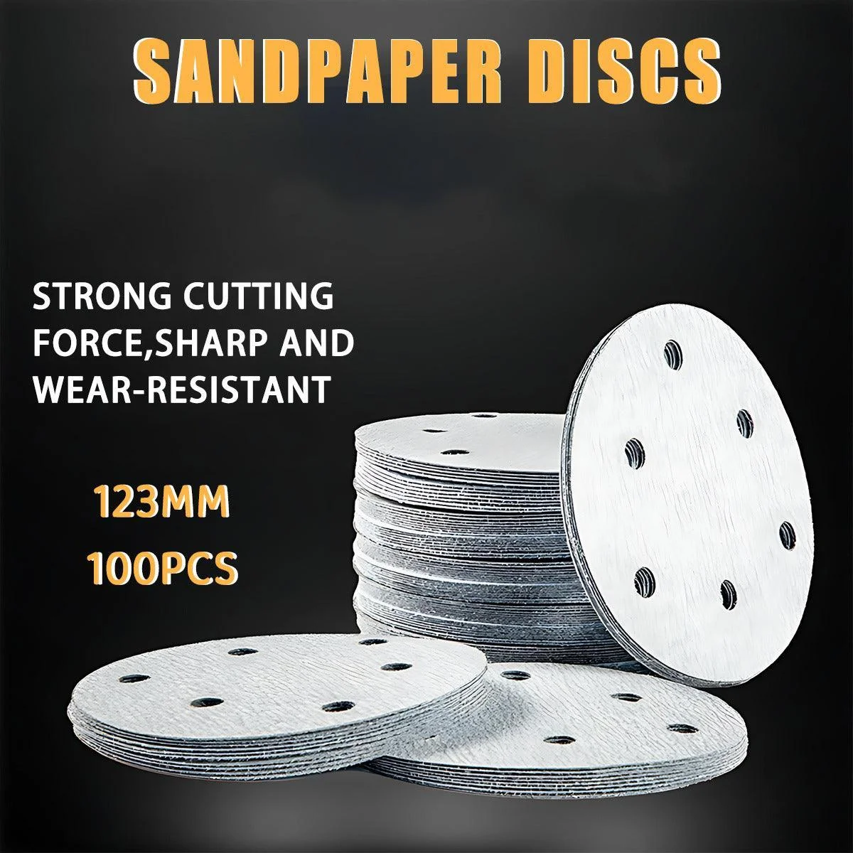 100x 123mm 6/8-Hole Sanding Discs Hook Loop Orbital Sander Pads 80 120 240 Grit - 240 Grits(6-Hole)