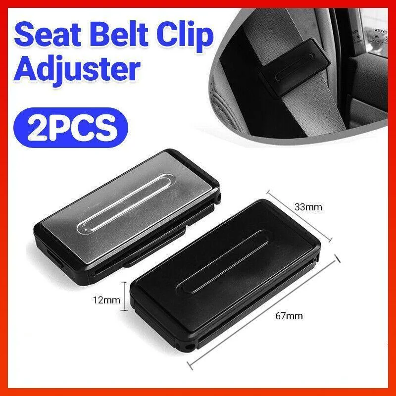 2X Car Shoulder Strap Positioning Clip Buckle Adjuster for Driving Comfort - Silver