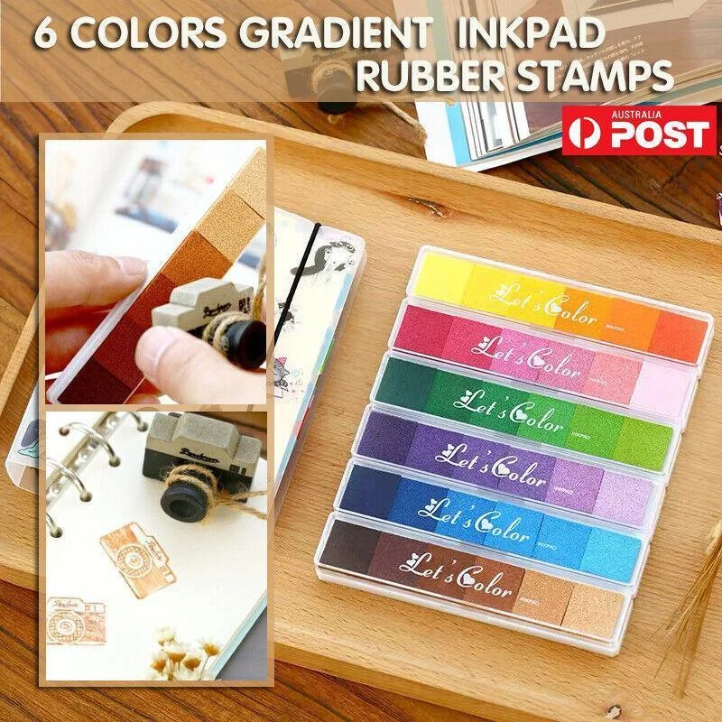 Gradient Color Ink Pad Inkpad Rubber Stamp Water Based Diy Finger Print 10 Colours - S2 Blue