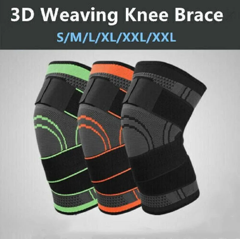 3D Weaving Knee Brace Breathable Sleeve Support Running Jogging Joint Pain Leg Green - Green-XXL