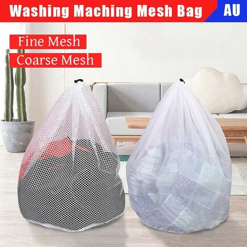 Drawstring Laundry Wash Bag Fine or Coarse Mesh Lingerie Delicate Clothes L - Coarse Mesh L
