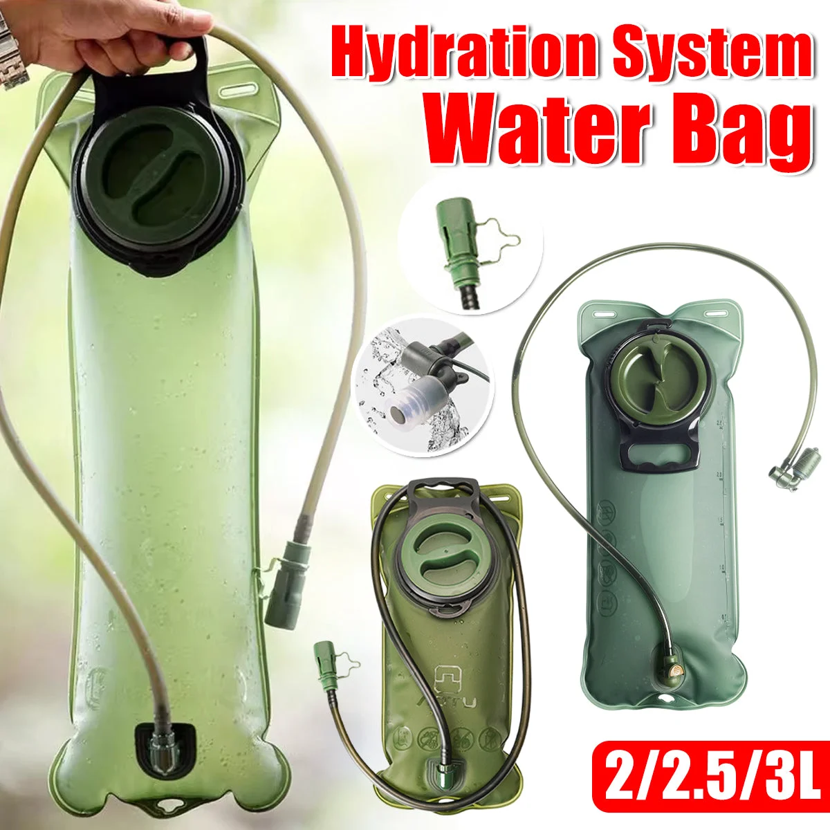 Hydration Bladder Water Bag 2L 2.5L 3L Outdoor Hiking Camping Cycling Pack - 2L