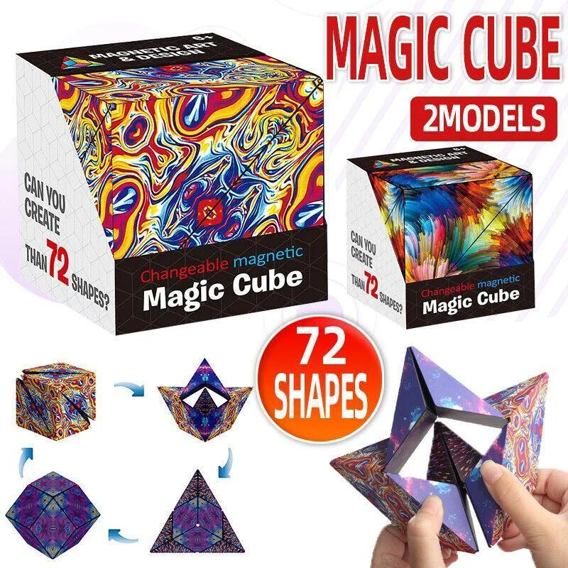 Variety Changeable Magnetic Magic Cube 3D Hand Flip Puzzle Anti Stress Toys Gift - Colourful Pattern