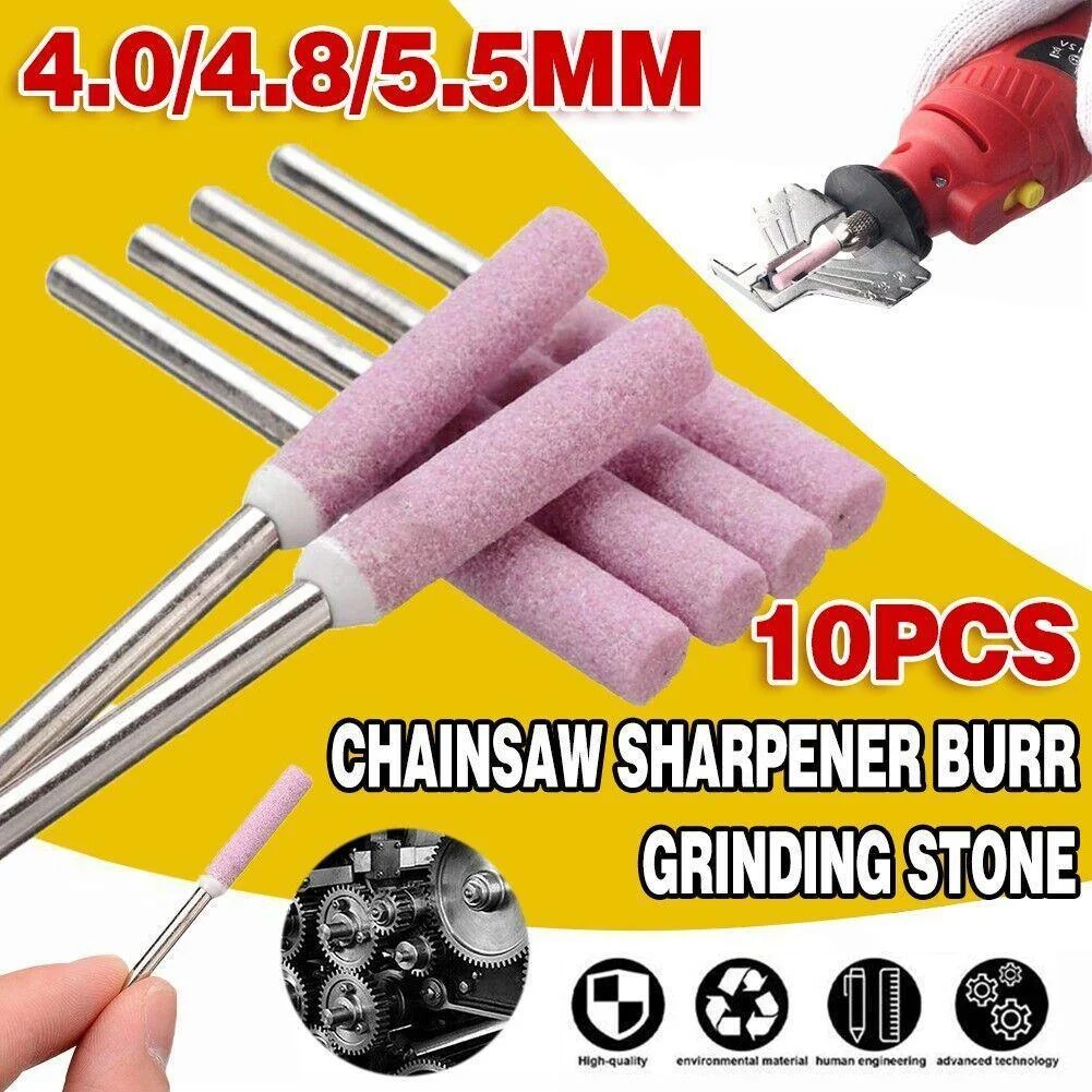 10 Pack Chain Tool Sharpener Grinding Stones for Rotary Bit Kits 4/4.8/5.5mm - 3MM X 4.8MM
