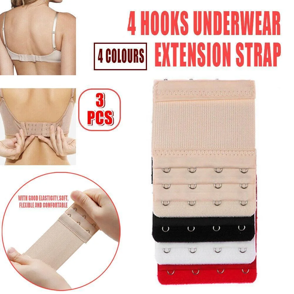4 Hooks Underwear Extension Bra Buckle Bra Extender Hook Brassiere Strap - White
