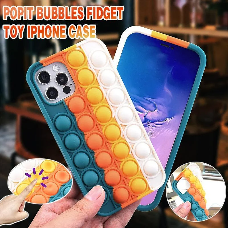 Blue-White Pop Fidget Toys Push It Bubble Phone Case For Iphone - iPhone 11Pro