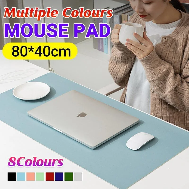 Large Leather Mouse Pad 80x40cm Desk Mat Gaming Extended Waterproof Anti Slip - Grey