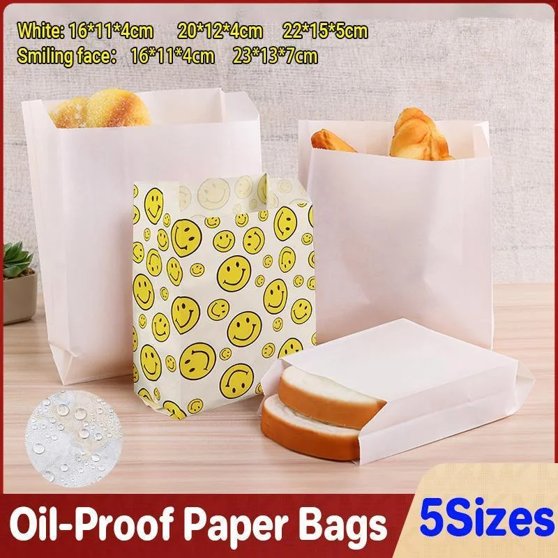 1000PCS Oil-proof Takeaway Paper Bags for Premium Takeout Supply - White-22*15*5cm