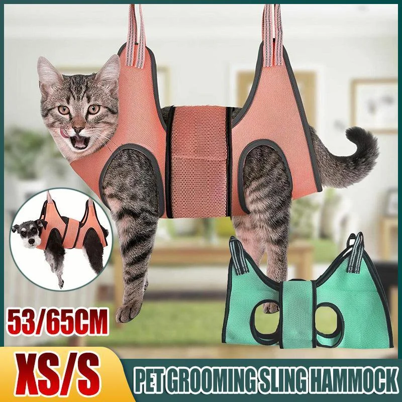 Small Pet Grooming Sling Hammock Dog Cat Restraint Bag Trimming Light Green - XS