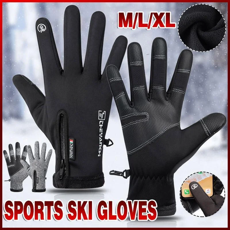 Winter Gloves Thermal Touch Screen Thermal Windproof Warm Grey - XL