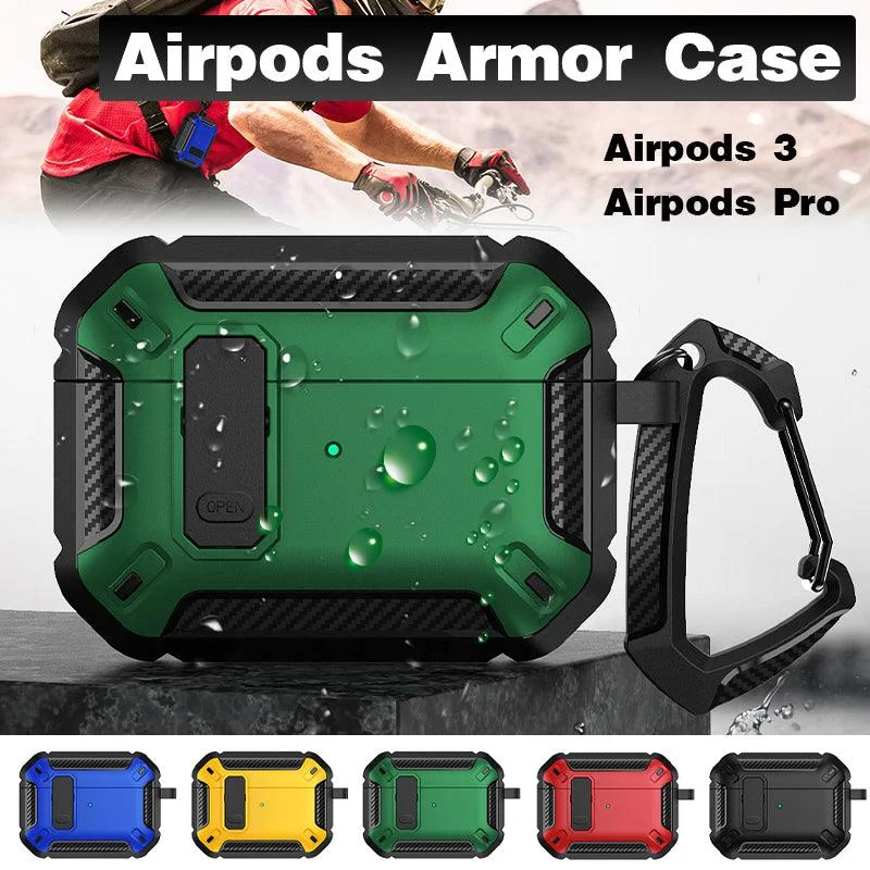 For Apple AirPods pro and pro2 Case Armor Earphone Heavy Duty Shockproof Cover - Black&Black For Airpods 3