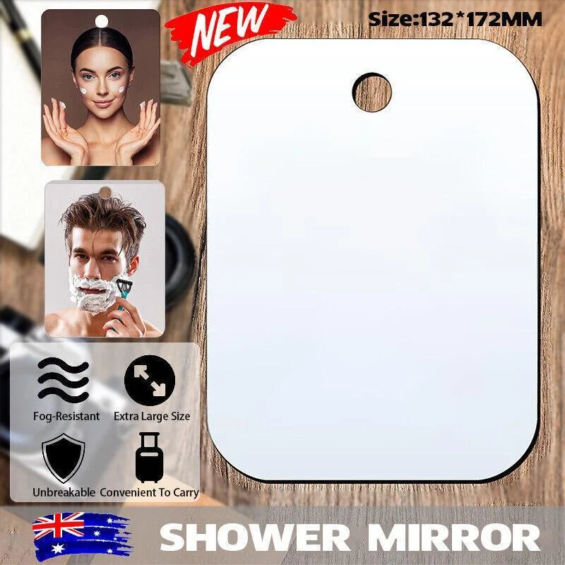 Fogless Polycarbonate Shower Mirror 172×132mm Anti-Fog Shaving Mirror