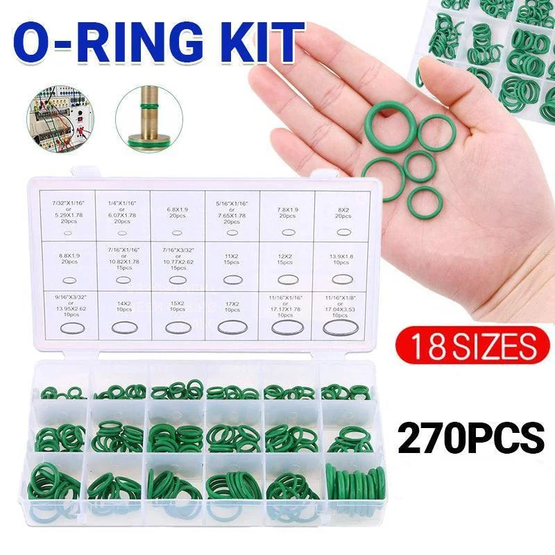 270 Pcs Air Conditioning O Ring Assortment Kit Green Air Con 18 Sizes Oring Gas