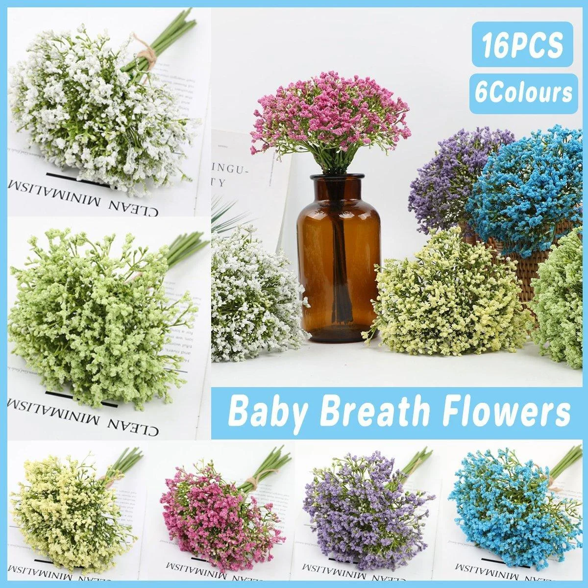 16pcs Artificial Foam Full Star Flowers Wedding Bouquet Home Decor Simulation - Yellow