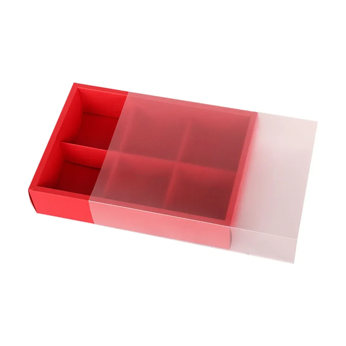 Kraft Paper Mooncake Gift Box 6 Compartment 50pcs Bakery Pastry Packaging Box - Red