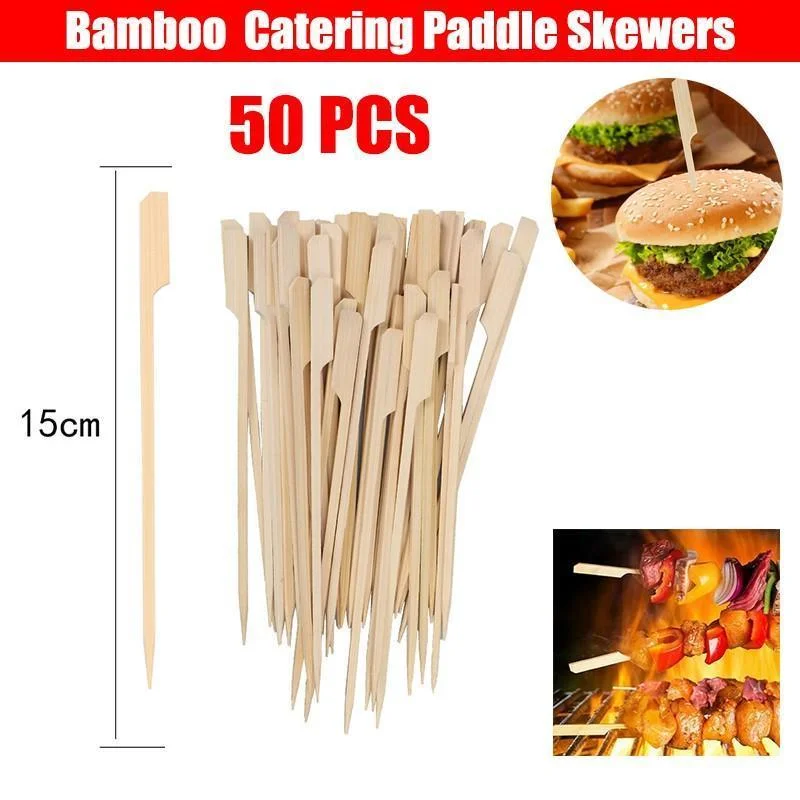 Bamboo Wooden Catering Paddle Skewers Disposable Finger Food Cocktail BBQ