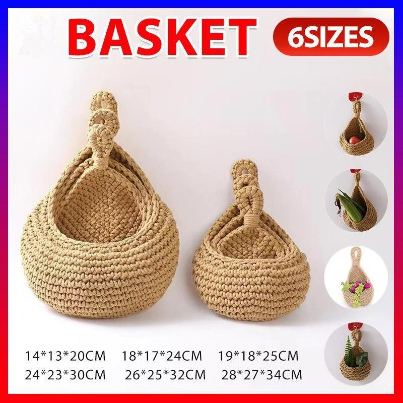 Hanging Wall Organizer Vegetable Fruit Basket Kitchen Storage Pouch Bag Diy 6Size - XXL