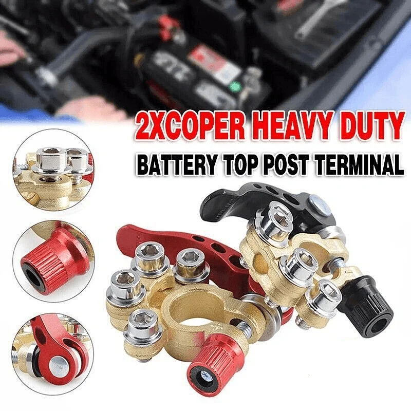 Heavy Duty Car Battery Terminal Clamp 2PCS Quick Release Brass Connector