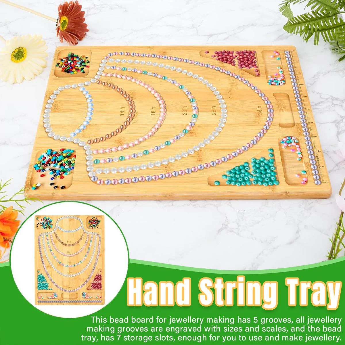 Wooden Beading Board DIY Bracelet Anklet String Design Bead Decoration Plate