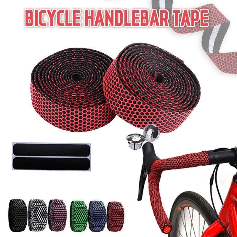 2X Thick Bicycle Handlebar Tape Bar Drop Wrap Mtb Road Bike Anti-Slip Punch - Pink