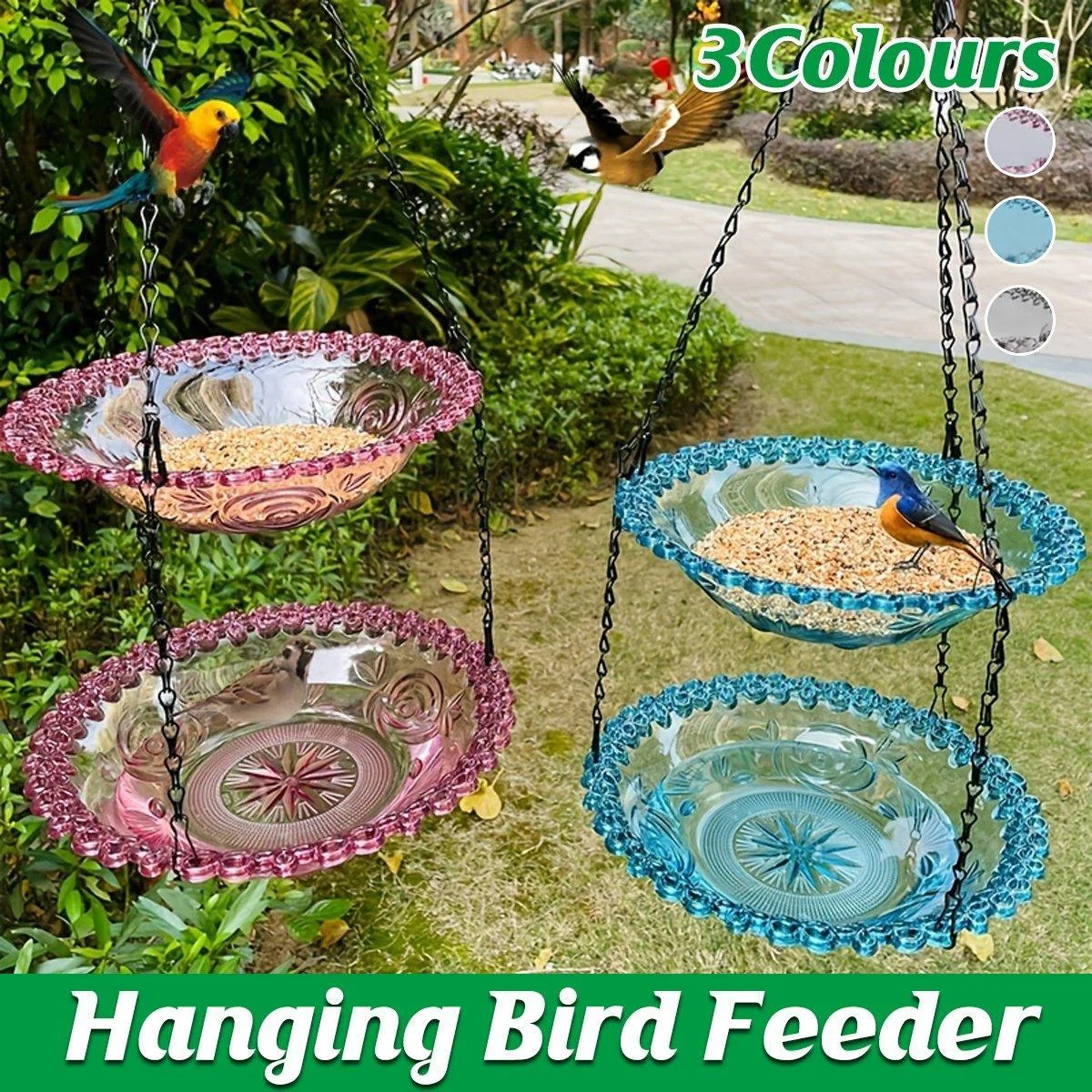 Outdoor Hanging Bird Feeder Bath Garden Patio Decoration for Attracting Birds - Purple