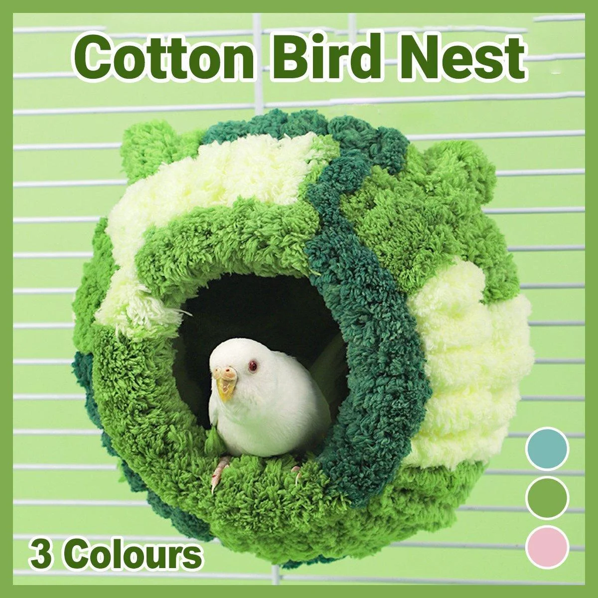 Hanging Warm Cotton Nest Hammock Cozy Bed for Parrots and Other Bird Species - Pink