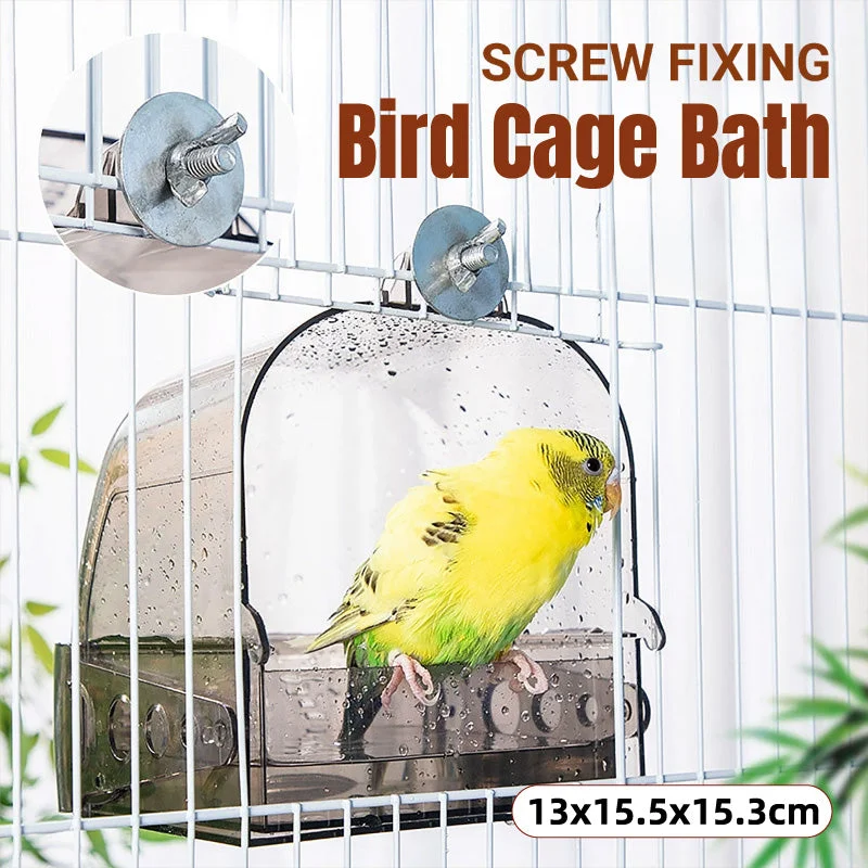 Parrot Bath Box Grey Bird Cage Accessory Bathroom Bird Bathtub for Small Birds