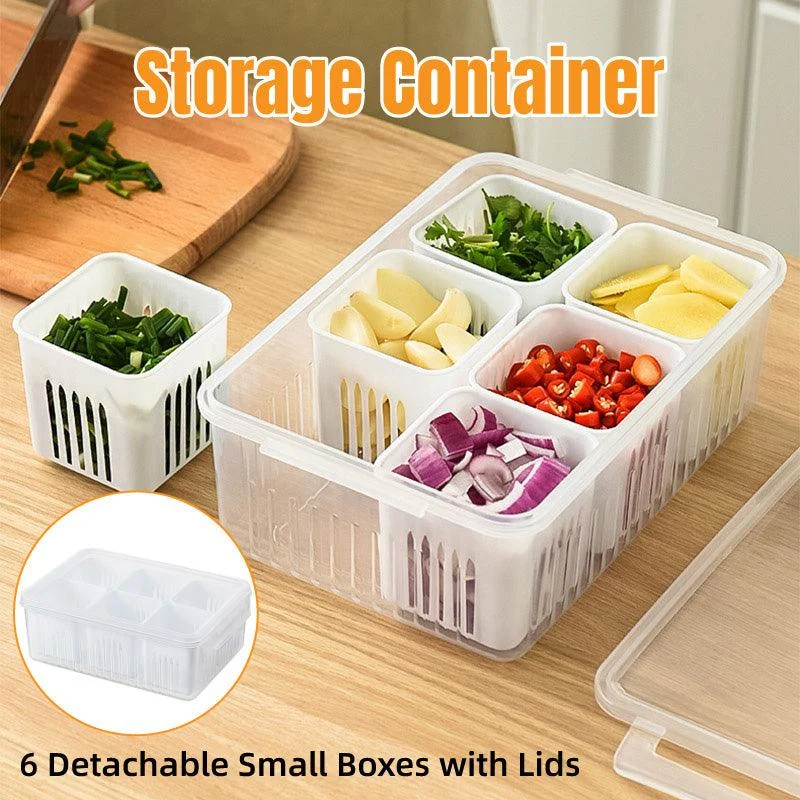 Convenient Crisper Box with Lid Storage Compartment Organizer for Vegetables