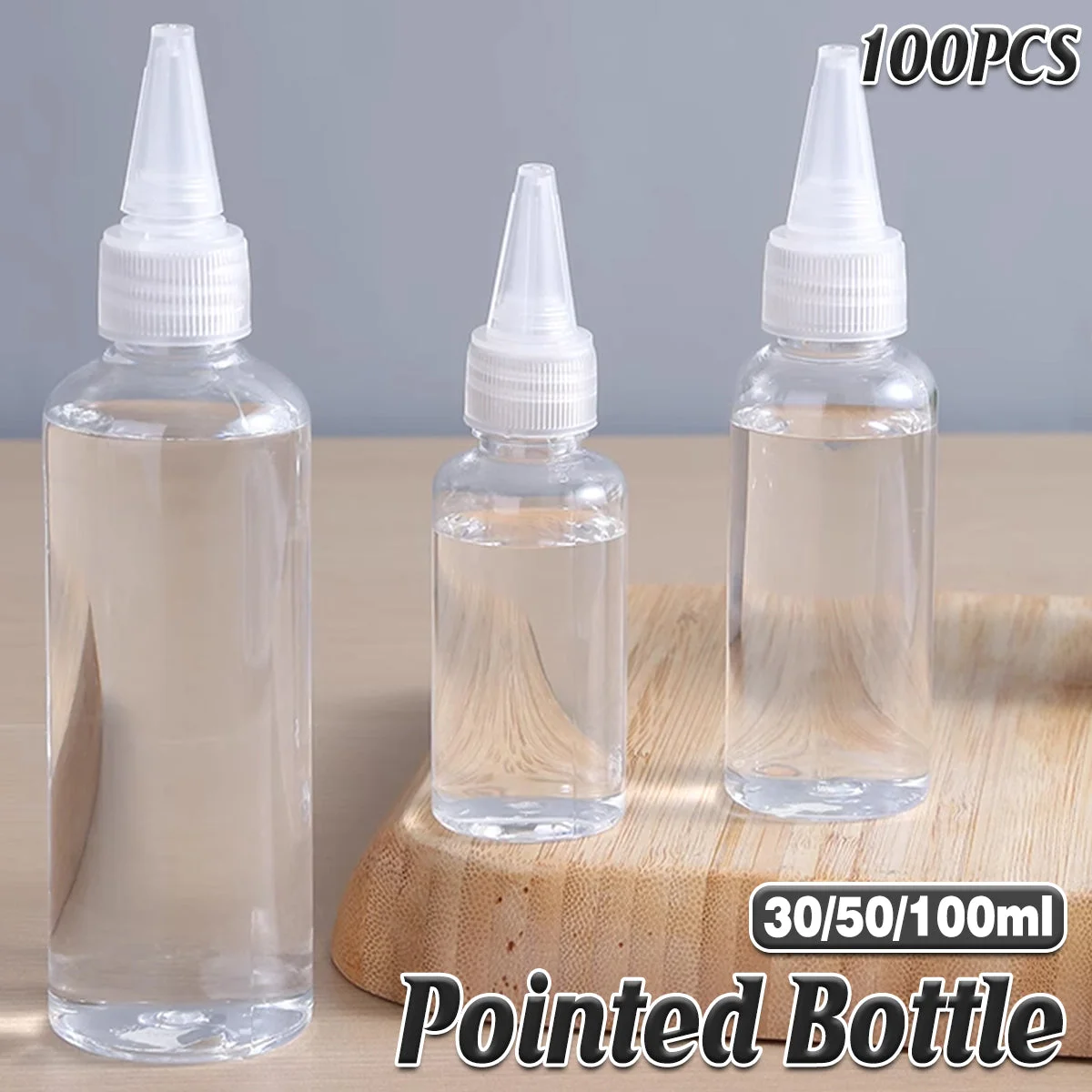 100pcs Needle Tip Plastic Bottles Transparent Squeeze Dispensing Bottle DIY Tool - 100ml